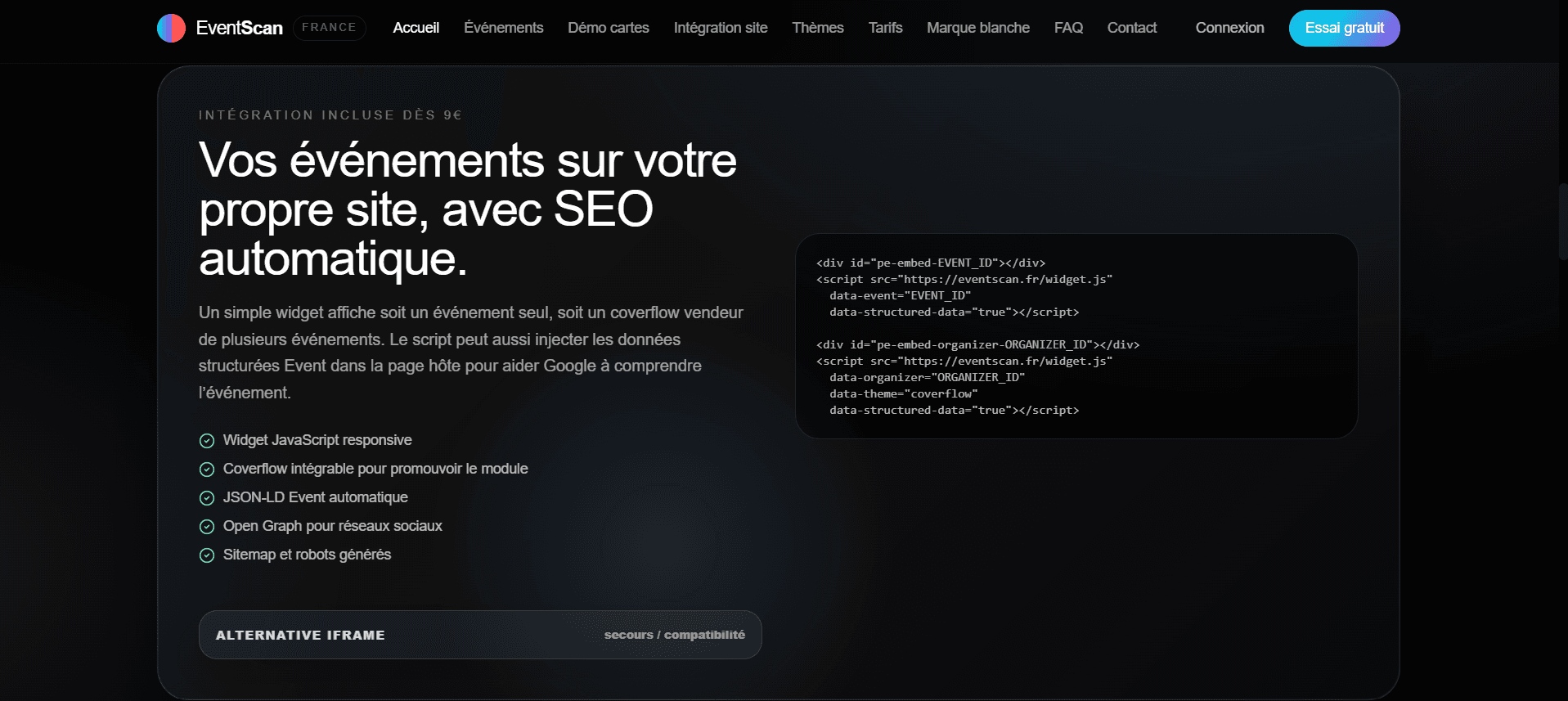 Billetterie premium intégrable
