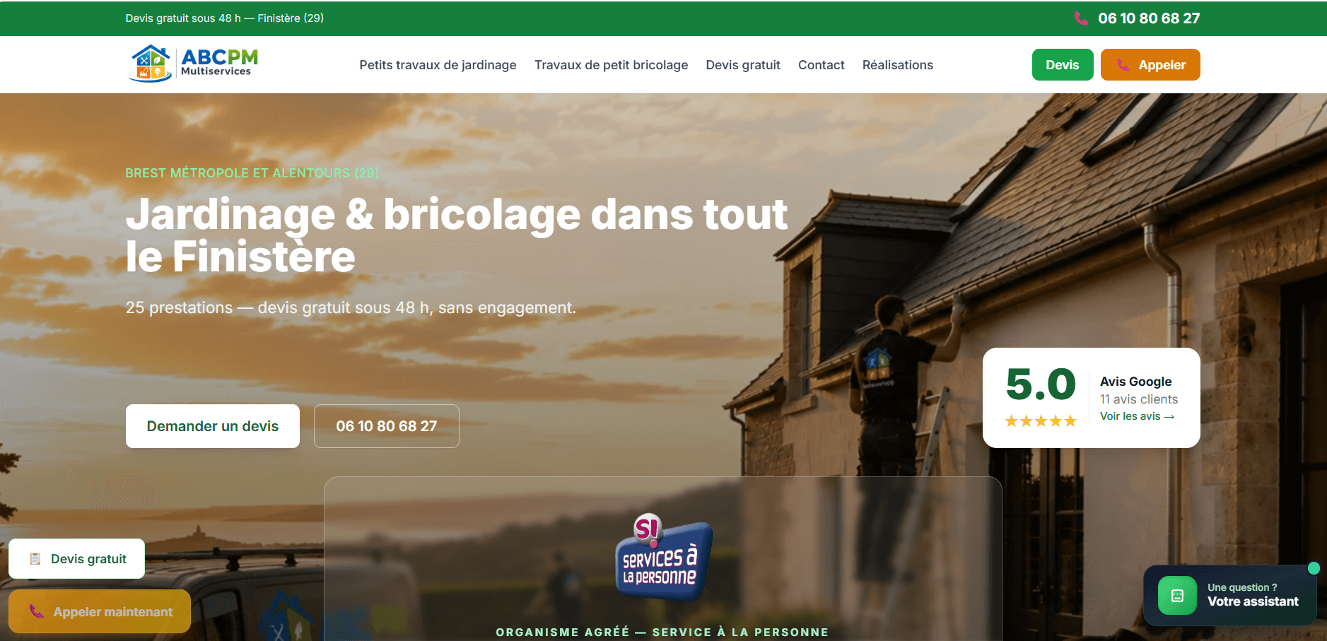 ABCP Multiservices — Jardinage & bricolage dans tout le Finistère — 25 prestations, devis 48 h