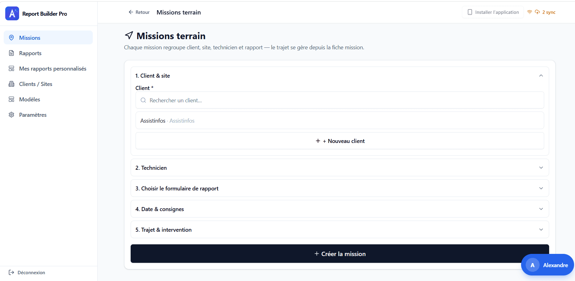 Un gestionnaire de missions